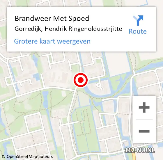 Locatie op kaart van de 112 melding: Brandweer Met Spoed Naar Gorredijk, Hendrik Ringenoldusstrjitte op 14 juni 2015 16:33