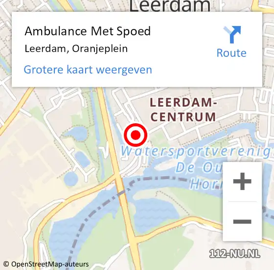 Locatie op kaart van de 112 melding: Ambulance Met Spoed Naar Leerdam, Oranjeplein op 14 juni 2015 18:04