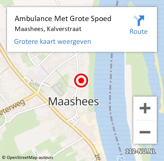 Locatie op kaart van de 112 melding: Ambulance Met Grote Spoed Naar Maashees, Kalverstraat op 14 juni 2015 18:04