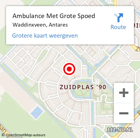 Locatie op kaart van de 112 melding: Ambulance Met Grote Spoed Naar Waddinxveen, Antares op 14 juni 2015 18:45