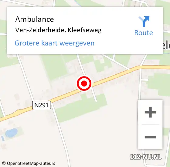 Locatie op kaart van de 112 melding: Ambulance Ven-Zelderheide, Kleefseweg op 14 juni 2015 19:36