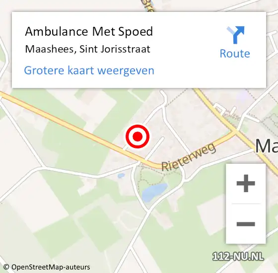 Locatie op kaart van de 112 melding: Ambulance Met Spoed Naar Maashees, Sint Jorisstraat op 12 september 2013 13:02