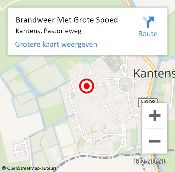 Locatie op kaart van de 112 melding: Brandweer Met Grote Spoed Naar Kantens, Pastorieweg op 14 juni 2015 20:25