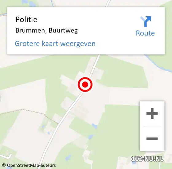 Locatie op kaart van de 112 melding: Politie Brummen, Buurtweg op 11 november 2013 02:45