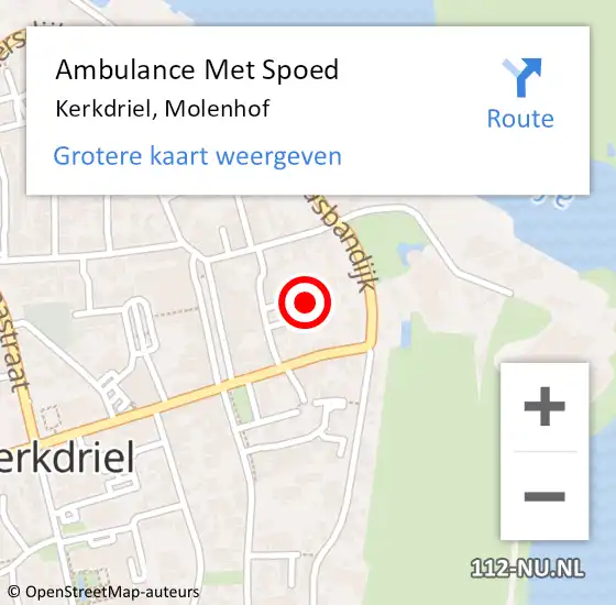 Locatie op kaart van de 112 melding: Ambulance Met Spoed Naar Kerkdriel, Molenhof op 14 juni 2015 20:44