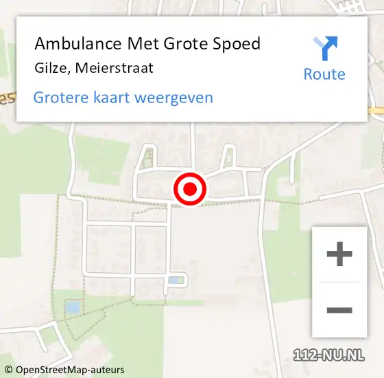 Locatie op kaart van de 112 melding: Ambulance Met Grote Spoed Naar Gilze, Meierstraat op 14 juni 2015 22:34