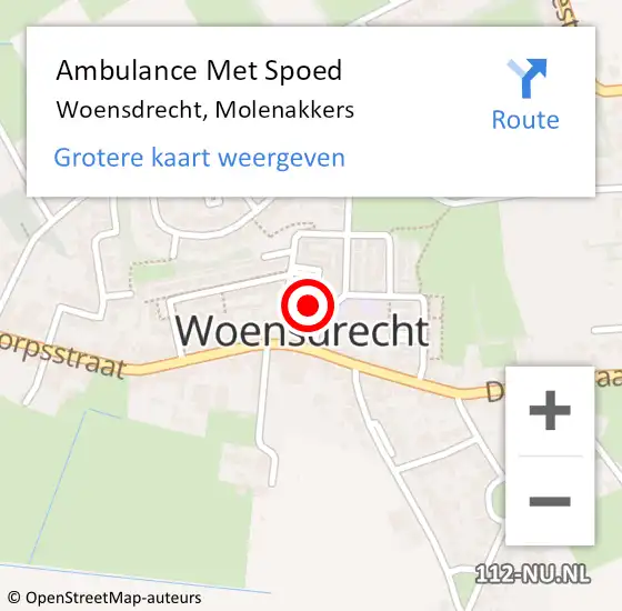 Locatie op kaart van de 112 melding: Ambulance Met Spoed Naar Woensdrecht, Molenakkers op 14 juni 2015 22:59