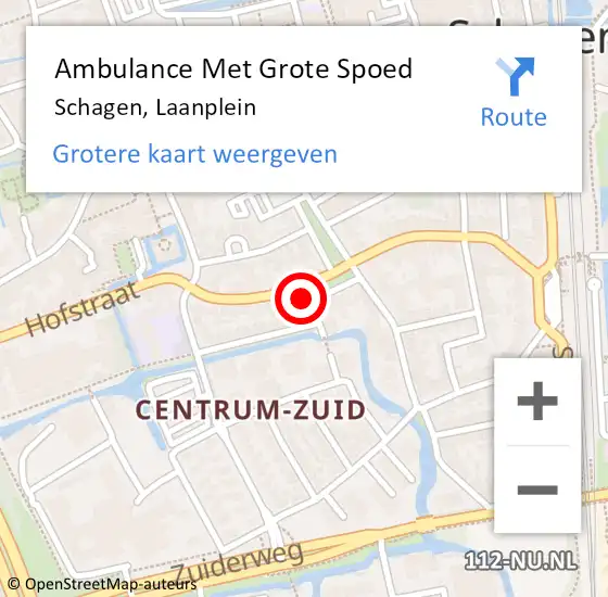 Locatie op kaart van de 112 melding: Ambulance Met Grote Spoed Naar Schagen, Laanplein op 14 juni 2015 23:04