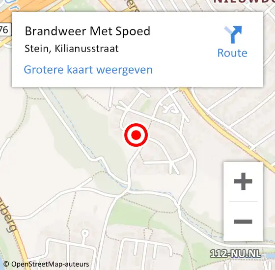 Locatie op kaart van de 112 melding: Brandweer Met Spoed Naar Stein, Kilianusstraat op 14 juni 2015 23:11