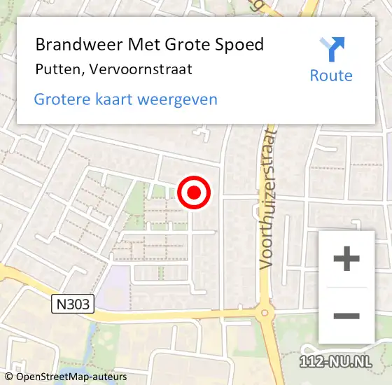 Locatie op kaart van de 112 melding: Brandweer Met Grote Spoed Naar Putten, Vervoornstraat op 15 juni 2015 00:28