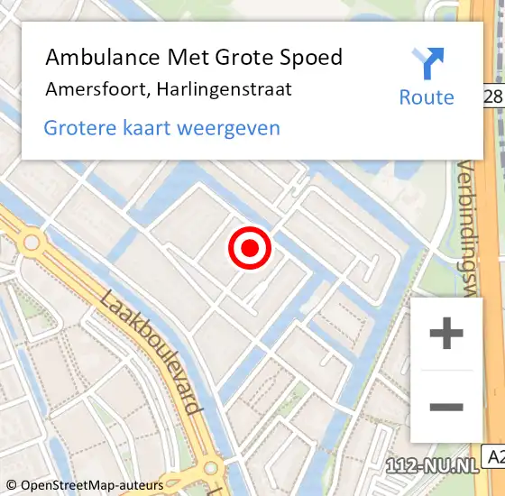 Locatie op kaart van de 112 melding: Ambulance Met Grote Spoed Naar Amersfoort, Harlingenstraat op 15 juni 2015 04:13