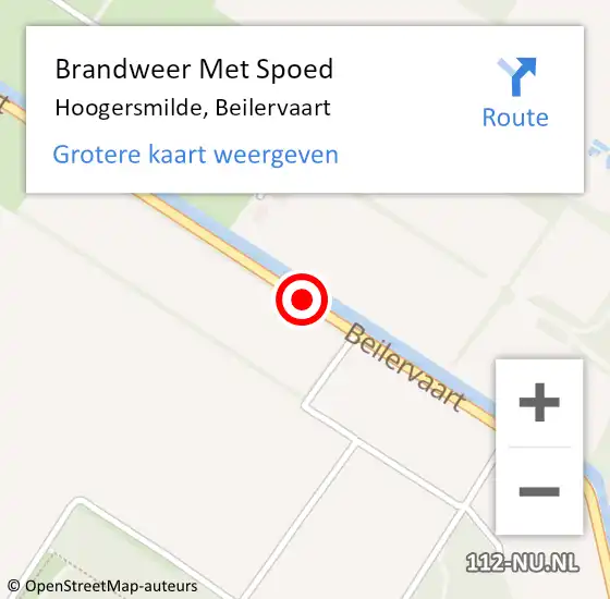 Locatie op kaart van de 112 melding: Brandweer Met Spoed Naar Hoogersmilde, Beilervaart op 15 juni 2015 05:41