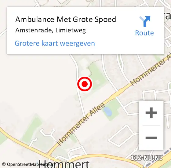 Locatie op kaart van de 112 melding: Ambulance Met Grote Spoed Naar Amstenrade, Limietweg op 11 november 2013 04:05