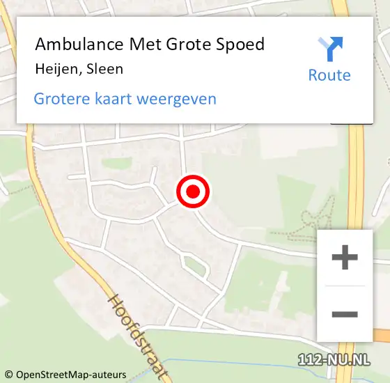 Locatie op kaart van de 112 melding: Ambulance Met Grote Spoed Naar Heijen, Sleen op 15 juni 2015 06:24