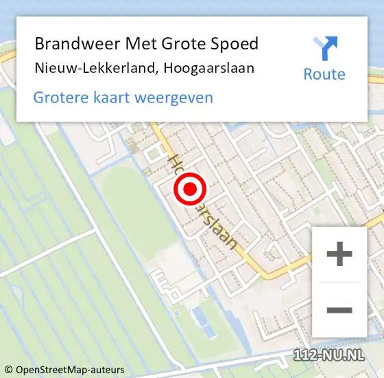 Locatie op kaart van de 112 melding: Brandweer Met Grote Spoed Naar Nieuw-Lekkerland, Hoogaarslaan op 15 juni 2015 07:18