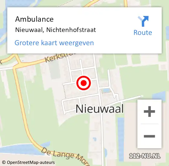 Locatie op kaart van de 112 melding: Ambulance Nieuwaal, Nichtenhofstraat op 15 juni 2015 08:00