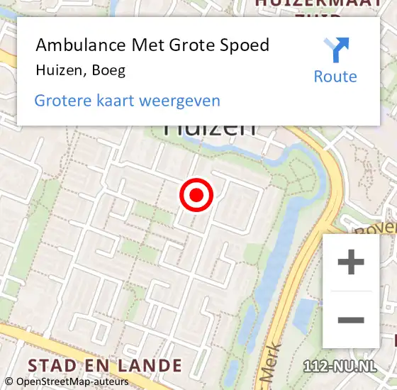 Locatie op kaart van de 112 melding: Ambulance Met Grote Spoed Naar Huizen, Boeg op 15 juni 2015 08:09