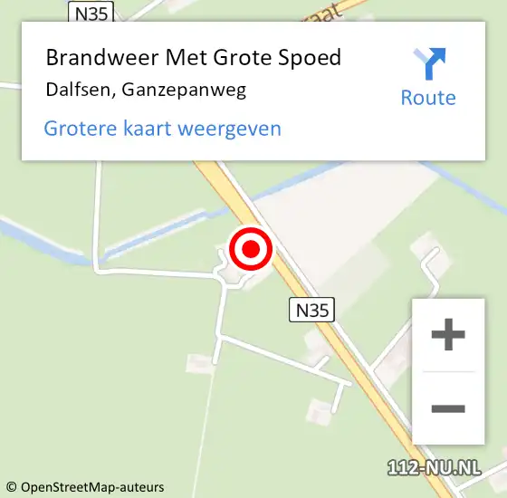 Locatie op kaart van de 112 melding: Brandweer Met Grote Spoed Naar Dalfsen, Ganzepanweg op 15 juni 2015 08:19