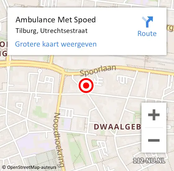 Locatie op kaart van de 112 melding: Ambulance Met Spoed Naar Tilburg, Utrechtsestraat op 15 juni 2015 08:24