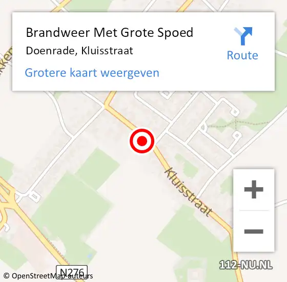 Locatie op kaart van de 112 melding: Brandweer Met Grote Spoed Naar Doenrade, Kluisstraat op 15 juni 2015 08:43