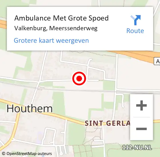 Locatie op kaart van de 112 melding: Ambulance Met Grote Spoed Naar Valkenburg, Meerssenderweg op 15 juni 2015 09:13