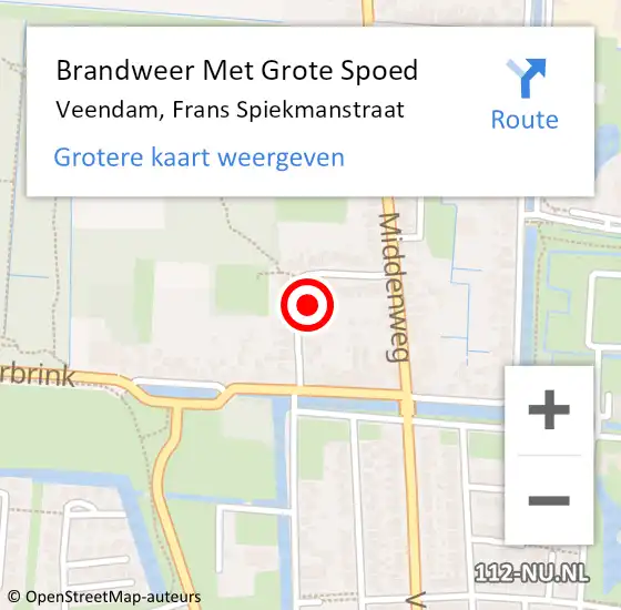 Locatie op kaart van de 112 melding: Brandweer Met Grote Spoed Naar Veendam, Frans Spiekmanstraat op 15 juni 2015 09:24