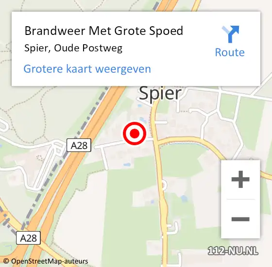 Locatie op kaart van de 112 melding: Brandweer Met Grote Spoed Naar Spier, Oude Postweg op 15 juni 2015 09:25