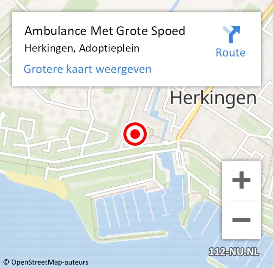 Locatie op kaart van de 112 melding: Ambulance Met Grote Spoed Naar Herkingen, Adoptieplein op 11 november 2013 05:23