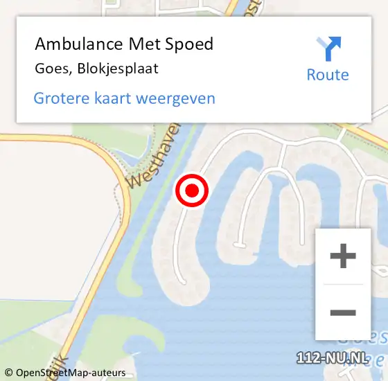 Locatie op kaart van de 112 melding: Ambulance Met Spoed Naar Goes, Blokjesplaat op 15 juni 2015 10:53