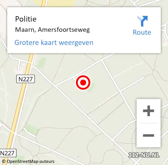 Locatie op kaart van de 112 melding: Politie Maarn, Amersfoortseweg op 15 juni 2015 11:12