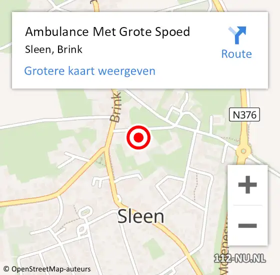 Locatie op kaart van de 112 melding: Ambulance Met Grote Spoed Naar Sleen, Brink op 15 juni 2015 11:21