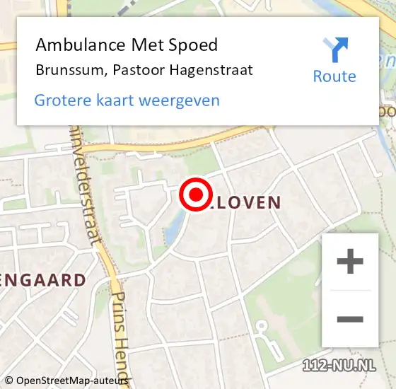 Locatie op kaart van de 112 melding: Ambulance Met Spoed Naar Brunssum, Pastoor Hagenstraat op 15 juni 2015 12:23