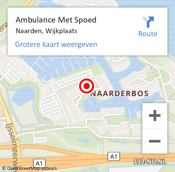 Locatie op kaart van de 112 melding: Ambulance Met Spoed Naar Naarden, Wijkplaats op 15 juni 2015 13:07