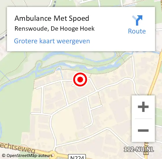 Locatie op kaart van de 112 melding: Ambulance Met Spoed Naar Renswoude, De Hooge Hoek op 15 juni 2015 13:57