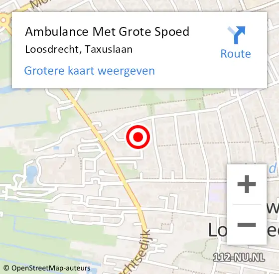 Locatie op kaart van de 112 melding: Ambulance Met Grote Spoed Naar Loosdrecht, Taxuslaan op 15 juni 2015 14:36