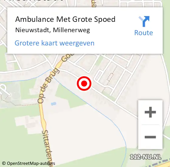 Locatie op kaart van de 112 melding: Ambulance Met Grote Spoed Naar Nieuwstadt, Millenerweg op 11 november 2013 07:24