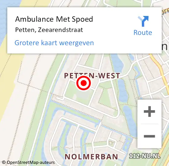 Locatie op kaart van de 112 melding: Ambulance Met Spoed Naar Petten, Zeearendstraat op 15 juni 2015 15:18