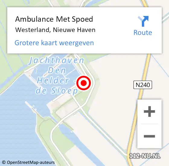 Locatie op kaart van de 112 melding: Ambulance Met Spoed Naar Westerland, Nieuwe Haven op 15 juni 2015 15:19