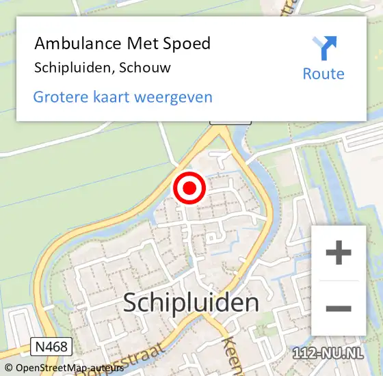 Locatie op kaart van de 112 melding: Ambulance Met Spoed Naar Schipluiden, Schouw op 12 september 2013 13:10