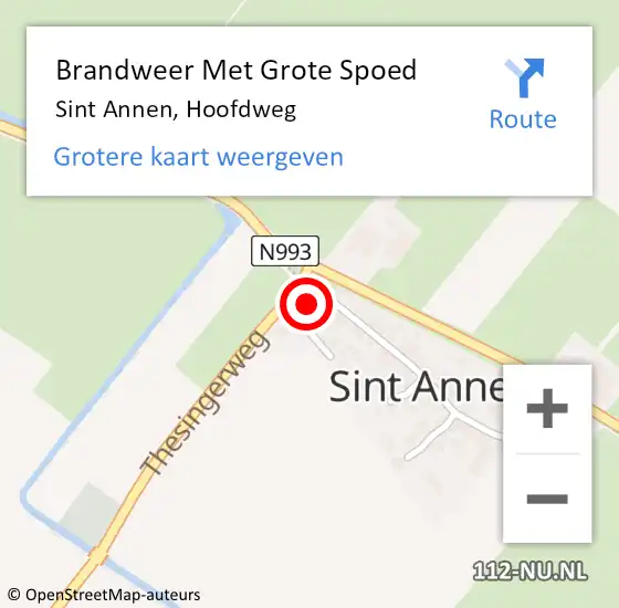 Locatie op kaart van de 112 melding: Brandweer Met Grote Spoed Naar Sint Annen, Hoofdweg op 15 juni 2015 15:38