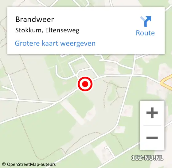 Locatie op kaart van de 112 melding: Brandweer Stokkum, Eltenseweg op 15 juni 2015 16:05