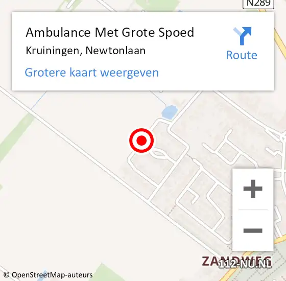 Locatie op kaart van de 112 melding: Ambulance Met Grote Spoed Naar Kruiningen, Newtonlaan op 15 juni 2015 16:08