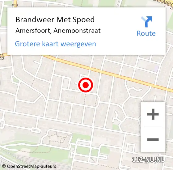 Locatie op kaart van de 112 melding: Brandweer Met Spoed Naar Amersfoort, Anemoonstraat op 15 juni 2015 16:08