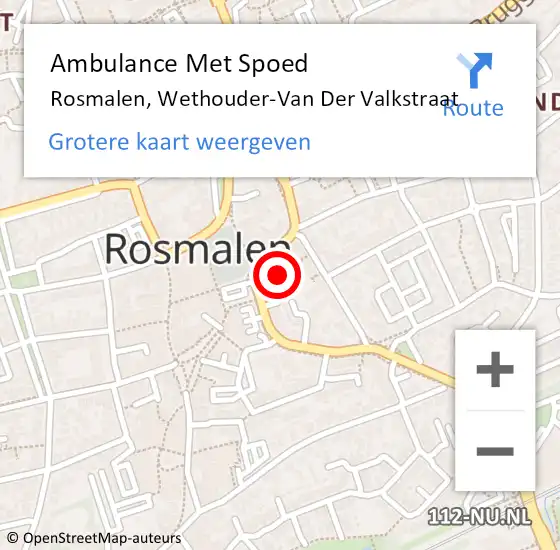 Locatie op kaart van de 112 melding: Ambulance Met Spoed Naar Rosmalen, Wethouder-Van Der Valkstraat op 15 juni 2015 16:52