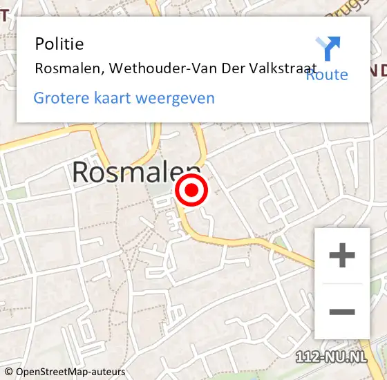 Locatie op kaart van de 112 melding: Politie Rosmalen, Wethouder-Van Der Valkstraat op 15 juni 2015 16:53