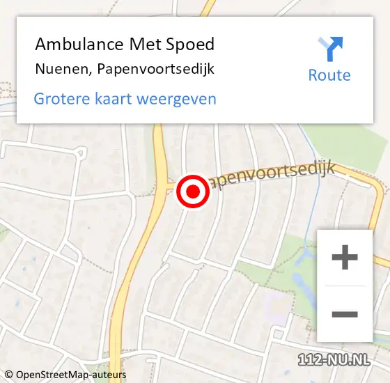 Locatie op kaart van de 112 melding: Ambulance Met Spoed Naar Nuenen, Papenvoortsedijk op 15 juni 2015 17:30