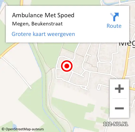 Locatie op kaart van de 112 melding: Ambulance Met Spoed Naar Megen, Beukenstraat op 15 juni 2015 18:40