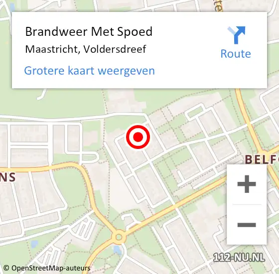 Locatie op kaart van de 112 melding: Brandweer Met Spoed Naar Maastricht, Voldersdreef op 15 juni 2015 18:43