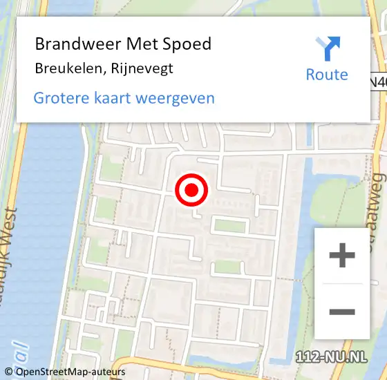 Locatie op kaart van de 112 melding: Brandweer Met Spoed Naar Breukelen, Rijnevegt op 15 juni 2015 19:17