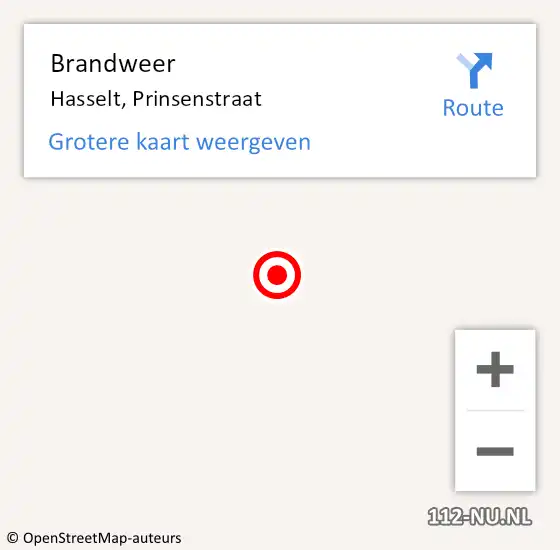 Locatie op kaart van de 112 melding: Brandweer Hasselt, Prinsenstraat op 15 juni 2015 19:30